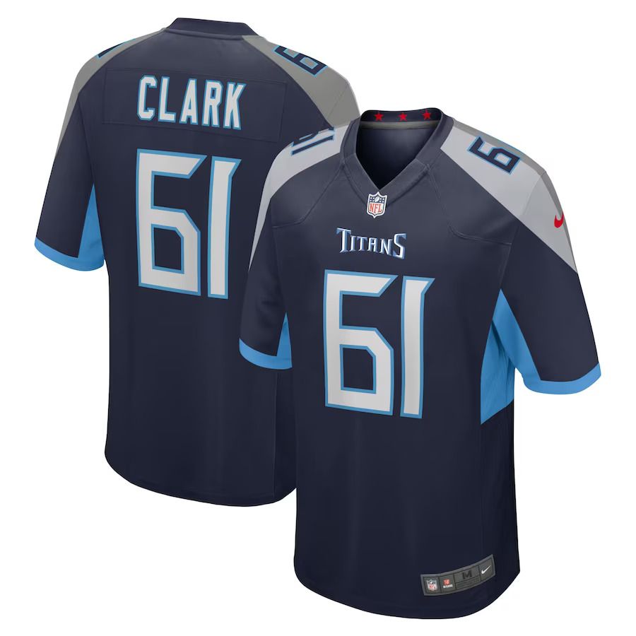 Men Tennessee Titans #61 Le Raven Clark Nike Navy Home Game Player NFL Jersey